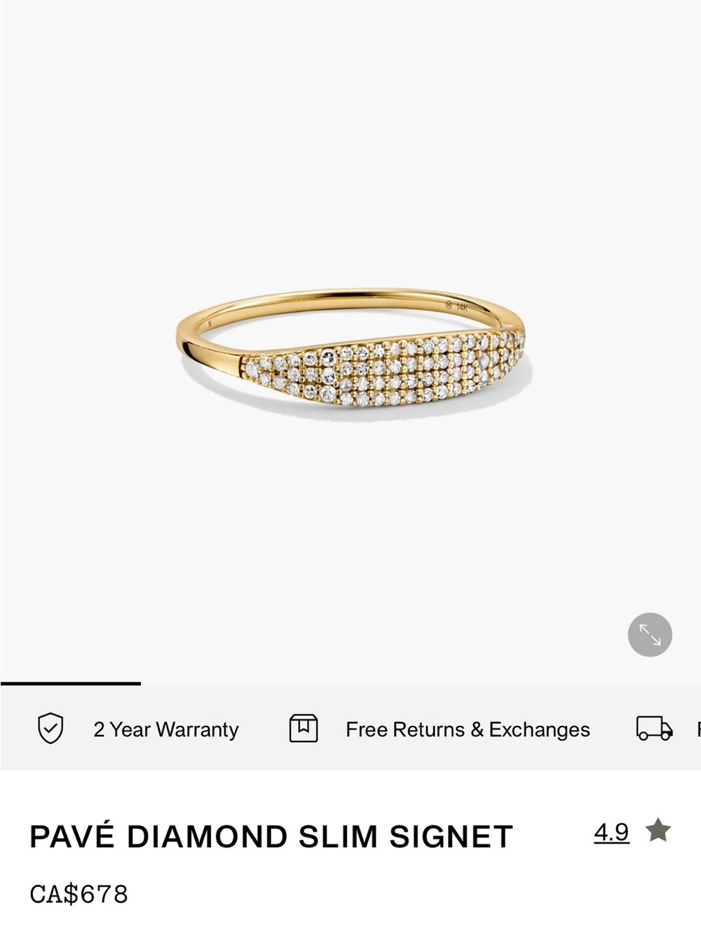 Mejuri Gold Pavé Slim Signet Ring